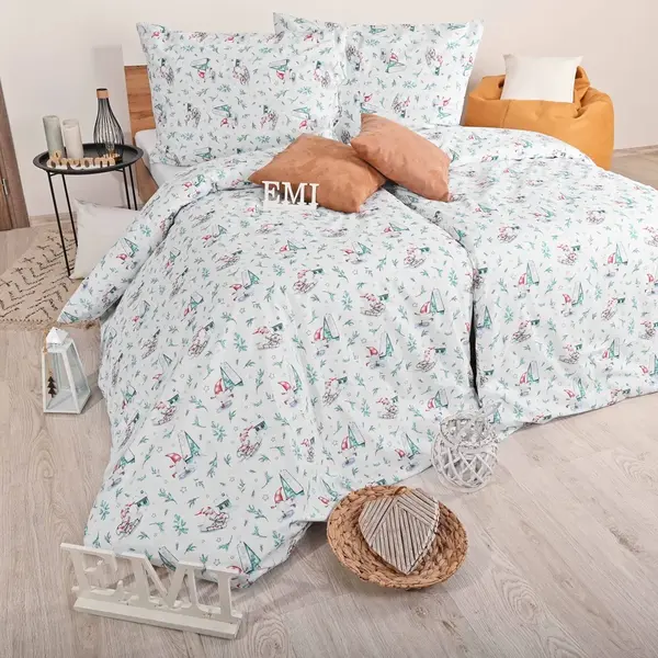 Vianočné bavlnené obliečky Elfie EMI Štandardný set jednolôžko obsahuje 1x 140x200 + 1x 70x90