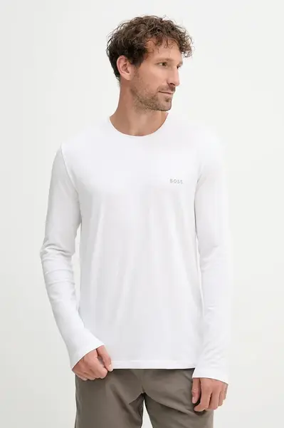 Tričko s dlouhým rukávem BOSS Mix&Match LS-Shirt R pánské, zelená barva, 50515389