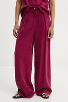 Kalhoty Answear.LAB dámské, vínová barva, široké, high waist