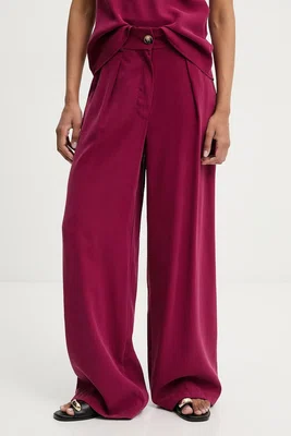 Kalhoty Answear.LAB dámské, vínová barva, široké, high waist