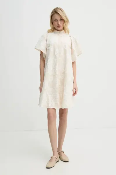 Šaty Bruuns Bazaar béžová barva, mini, BBW4582