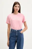 Bavlněné tričko HUGO Damacia_5 dámské, růžová barva, 50544868