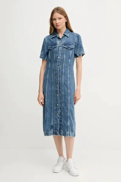 Džínové šaty Tommy Hilfiger modrá barva, midi, WW0WW46638