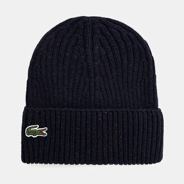 Vlněná čepice Lacoste černá barva, RB0001