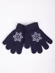 Yoclub Kids's Girls' Five-Finger Gloves With Reflector RED-0237G-AA50-008 Navy Blue