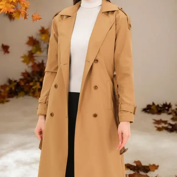 Z6737 DEWBERRY DÁMSKY TRENČKOT-PLATOVÝ KAMELOVÝ