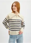 Krémový dámsky pruhovaný sveter ORSAY