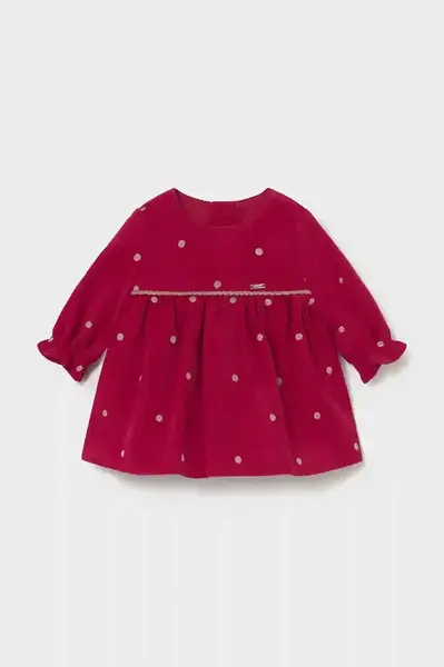 Kojenecké velurové šaty Mayoral Newborn červená barva, mini, 2820