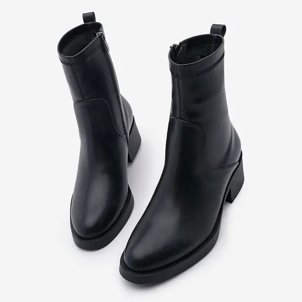 Marjin Women's Zippered Daily Boots Black Befor