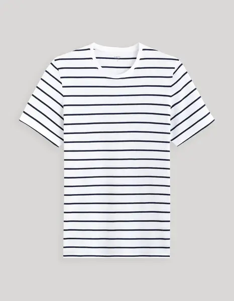 Biele pánske pruhované tričko Celio Gebaser