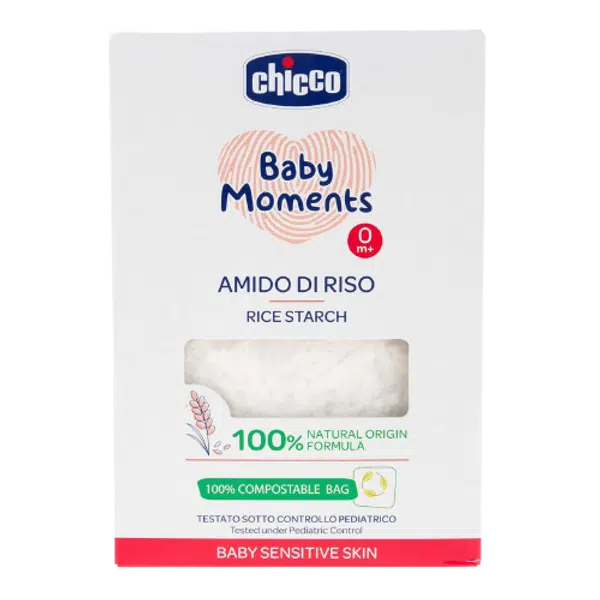 CHICCO Škrob dětský rýžový do koupele zklidňující Baby Moments Sensitive 100 % BIO 250 g