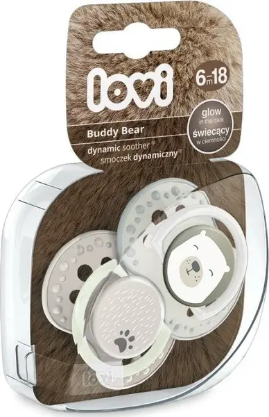 LOVI Dudlík silikonový dynamický Buddy Bear 6-18m 2 ks
