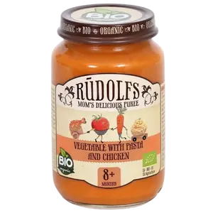 RUDOLFS BIO Zelenina s těstovinami a kuřecím masem) 190 g
