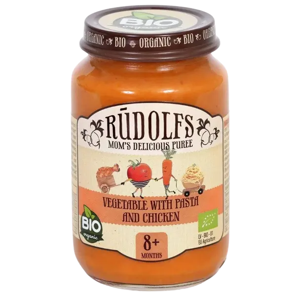 RUDOLFS BIO Zelenina s těstovinami a kuřecím masem) 190 g