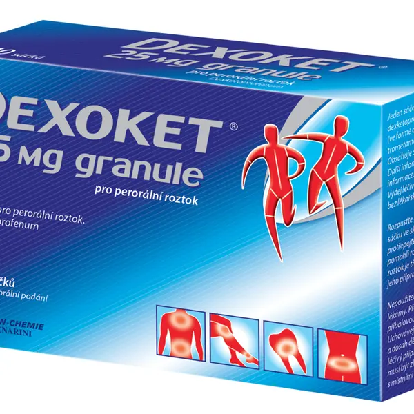 DEXOKET 25 mg granule - zrněný prášek pro přípravu nápoje 10 ks