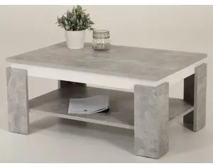 Konferenční stolek Tim, šedý beton/bílý