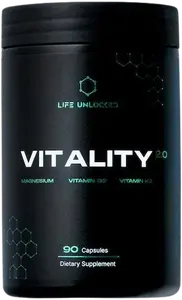 LIFEUNLOCKED VITALITY 2.0 Magnesium + Vitamin D3 + K2, 90 kapslí