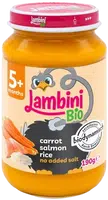 LAMBINI BIO Demeter příkrm mrkev, rýže a losos 190 g