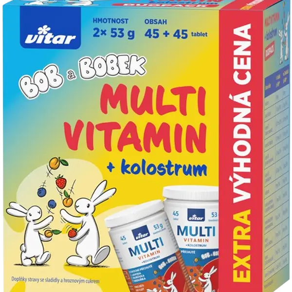 VITAR Multivitamin + kolostrum Bob a Bobek DUOPACK 2 x 45 tablet