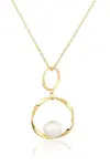 JVD Módní pozlacený náhrdelník s pravou perlou SVLN0355XD2GP45