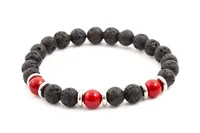 Agato Korálkový náramek z lávového kamene a howlitu MINK55 17 cm