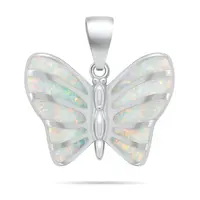 Brilio Silver Něžný stříbrný přívěsek Motýl s bílým opálem PT136W