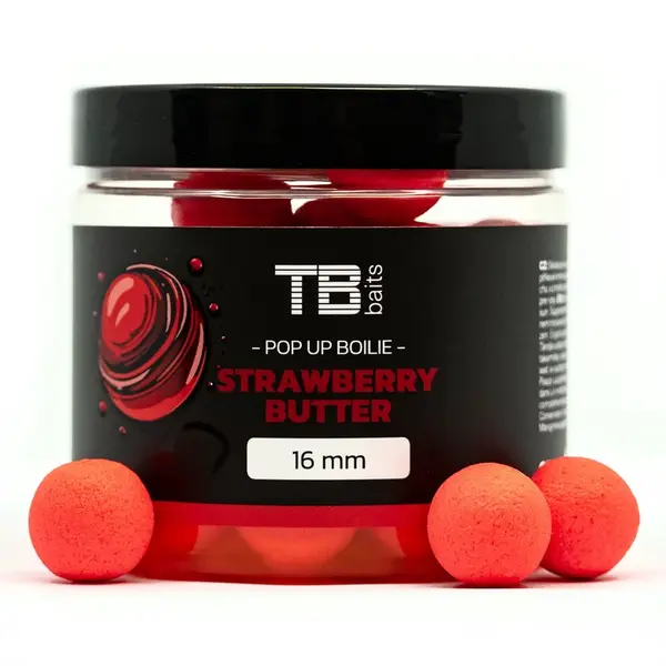 Tb baits plovoucí boilie pop-up strawberry butter + nhdc 65 g-16 mm