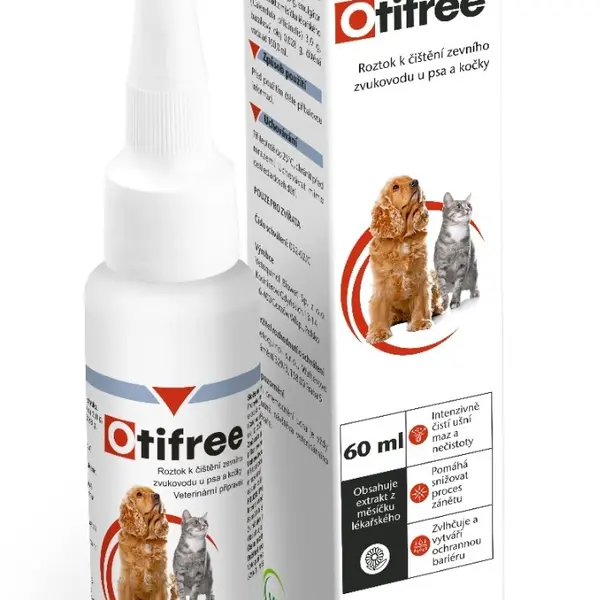 Otifree Roztok k čištění zevního zvukovodu u psa a kočky 60 ml