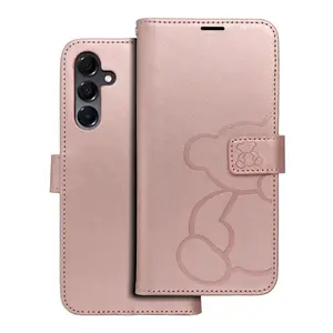 Flipové pouzdro MEZZO Book case pro Samsung Galaxy A16 5G, teddy bear rose gold