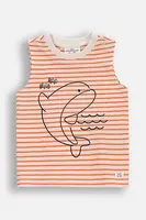 Tričko bez rukávů Coccodrillo oranžová barva, s potiskem, HOLIDAY SPLASH BOY NEWBORN