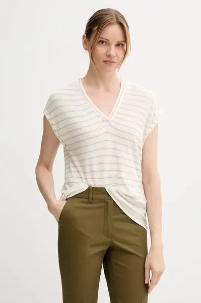 Tričko s příměsí lnu United Colors of Benetton