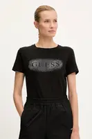 Bavlněné tričko Guess INGRID dámské, černá barva, V5YI08 J1314