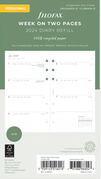 Diářový set Filofax Eco 2024 (osobní)