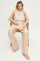 Kalhoty Answear.LAB dámské, béžová barva, široké, high waist