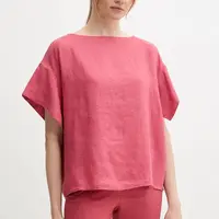 Lněná halenka Sisley béžová barva, hladká, 5BMLLQ06R