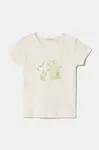 Bavlněné dětské tričko United Colors of Benetton béžová barva, s potiskem, 3I9WA1065