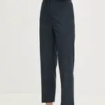 Kalhoty Tommy Hilfiger dámské, tmavomodrá barva, jednoduché, high waist, WW0WW42951