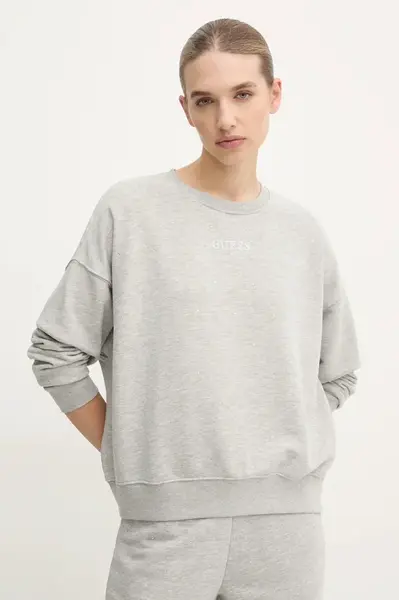 Mikina Guess RHINESTONES dámská, šedá barva, s aplikací, V5RQ08 KCLJ0