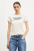 Bavlněné tričko Tommy Jeans béžová barva, DW0DW19447