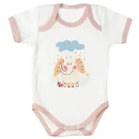 mbaby Bavlněné body s krátkým rukávem, Slůně, bílo/béžové, vel. 68
