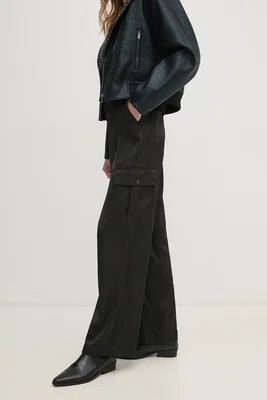 Kalhoty Dkny dámské, černá barva, jednoduché, high waist, DJ4P3011