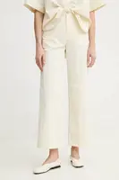 Kalhoty AERON BLADE dámské, béžová barva, široké, high waist, PA314537