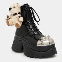Kožené workery Koi Footwear dámské, černá barva, na platformě, Eddie s Teddy