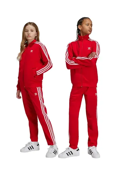 Dětské tepláky adidas Originals červená barva, s aplikací, IY9806