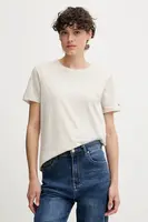 Bavlněné tričko Tommy Hilfiger dámské, béžová barva, WW0WW40276