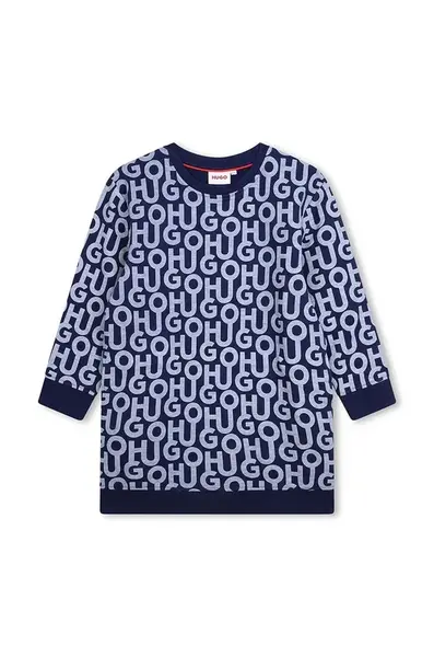 Dívčí šaty HUGO tmavomodrá barva, mini