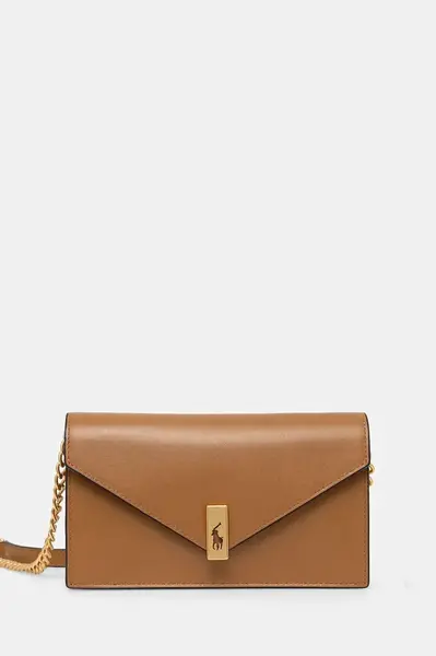 Kožená peněženka Polo Ralph Lauren béžová barva, 427961946