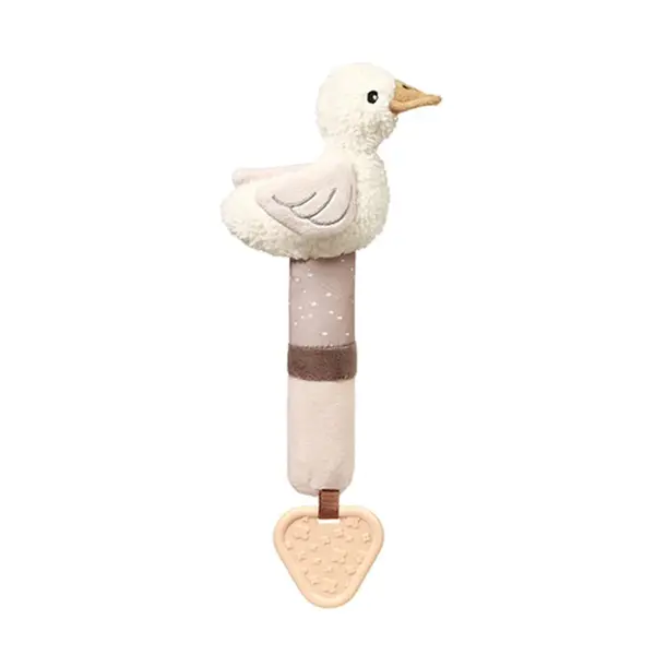 Babyono Plyšová hračka s pískátkem a kousátkem GOOSE ZOE, krémová