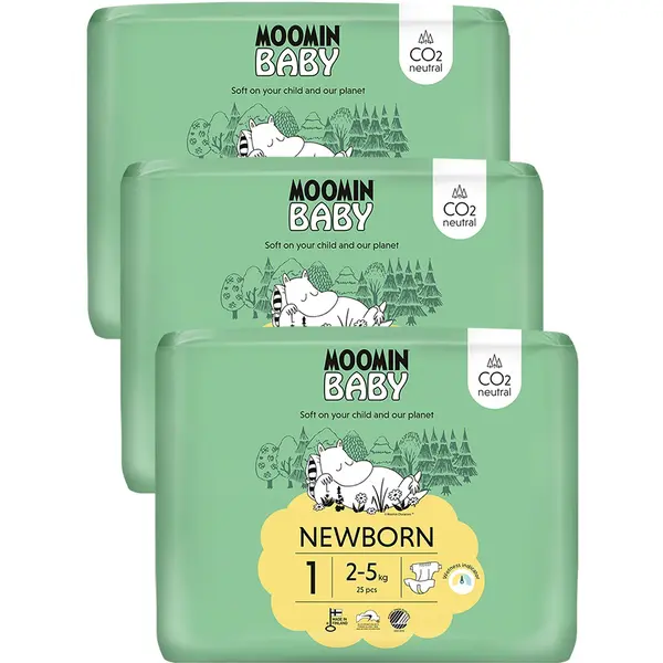 Moomin Baby 1 Newborn 2–5 kg měsíční balení eko plen 75 ks