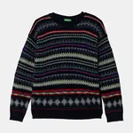 Dětský svetr s příměsí vlny United Colors of Benetton tmavomodrá barva, 1076Q107J